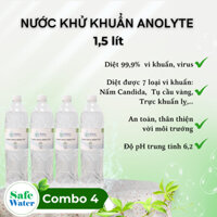 [Combo 4 chai 1.5 lít] SafeWater – Dung Dịch Sát Khuẩn Anolyte (Nước A, Nước Lành)