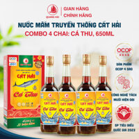 [Combo 4 chai] Nước Mắm Cá Thu Cát Hải - Quang Hải 28 Độ Đạm Chai 650ml
