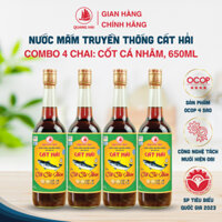 [Combo 4 chai] Nước Mắm Cốt Cá Nhâm Cát Hải - Quang Hải 19 Độ Đạm Chai 650ml