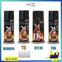 Combo 4 chai sơn samurai màu bạc kim loại gồm Y3 - UCH210 - 124 - K1K - giấy nhám P800
