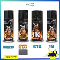 Combo 4 chai sơn samurai màu bạc vostok gồm  H177 - UCH210 - 124 - K1K - giấy nhám P800