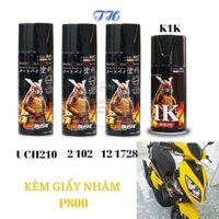 Combo 4 chai sơn samurai 12/1728 Màu vàng gồm: uch210 - 2/102 - 12/1728 - k1k - giấy nhám p800