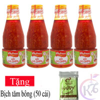 Combo 4 chai Xốt cá chiên Cholimex chai nhựa 280g Tặng 1 bịch tăm bông - nước sốt tiện lợi