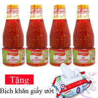 Combo 4 chai Xốt cá chiên Cholimex chai nhựa 280g Tặng 1 bịch khăn giấy ướt 80 tờ - nước sốt tiện lợi