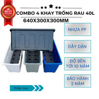 COMBO 4 Chậu nhựa trồng cây 40L/ Chậu trồng rau/ Chậu trồng hoa/ Chậu nhựa dài trồng cây kích thước 640x300x300mm