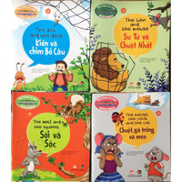 Combo 4 cuốn truyện tranh song ngữ - Truyện tranh ngụ ngôn dành cho thiếu nhi song ngữ Anh - Việt  Kiến và chim  sư tử và chuột nhắt sói và sóc  chuột , gà trống và mèo