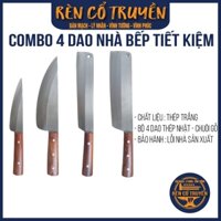 Combo 4 dao - Bộ 4 dao nhà bếp tiết kiệm thép trắng Nhật trắng dao rèn thủ công Lý Nhân