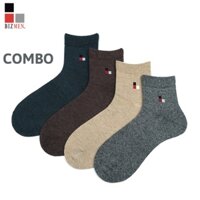 Combo 4 Đôi Tất/Vớ Nam Công Sở Cotton Cổ Trung Kháng Khuẩn Khử Mùi Bizmen - BSC.012