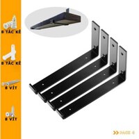Combo 4 giá đỡ chữ L pat mặt dưới 30 - 25cm (tấm gỗ 28.5 - 23.5cm), ke thép phủ sơn tĩnh điện, kèm phụ kiện vít tắc kê