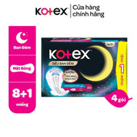 Combo 4 Gói Băng Vệ Sinh Kotex Siêu Ban Đêm Đệm bông chống tràn 28cm/35cm