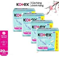 Combo 4 Gói Băng vệ sinh Kotex Maxcool French Spa siêu mỏng cánh 23cm (20 Miếng/Gói )
