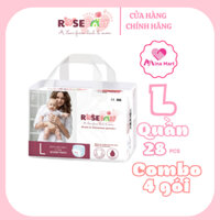 Combo 4 gói Bỉm tã quần ROSE BABY size L (bé từ 12-17kg) ( gói 28 miếng tã rosebaby )