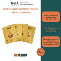 Combo 4 gói Cà phê chồn nguyên chất 100% túi lọc cao cấp Hạt A Cafe Weaseal Legend Coffee Drip, phin giấy tiện lợi