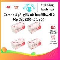Combo 4 gói giấy rút lụa Silkwell 2 lớp đẹp (280 tờ 1 gói) HOT