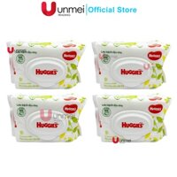 Combo 4 Gói Khăn giấy ướt cho trẻ sơ sinh Huggies không mùi, gói 80 tờ