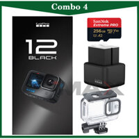 Combo 4: GoPro Hero 12 Black + Thẻ nhớ Sandisk 128GB + Bộ 2 pin 1 sạc đôi Enduro + Case chống nước