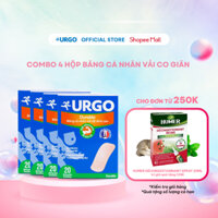 Combo 4 Hộp Băng Cá Nhân Vải Co Giãn Thoáng Khí URGO Durable Bảo Vệ Vết Thương (Hộp/20 Miếng)