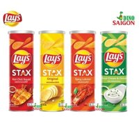 Combo 4 Hộp Bánh Snack Khoai Tây Lay's Stax Thái Lan 105g Mix 4 vị Kem Chua Hành, Tự Nhiên, Tôm Hùm Nướng và Mực Sốt Cay