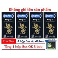 [COMBO] 4 hộp Bao cao su ÔM SÁT Durex Kingtex Tặng 1 hộp Vrt - 51 cái