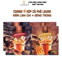 Combo 4 Hộp cà phê Laura Sunshine Nhật Kim Anh - Cà phê Nấm Linh Chi, Cà phê Đông trùng hạ thảo