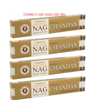 Combo 4 hộp Nhang thanh tẩy không khí, tinh dầu gỗ chiên đàn Ấn Độ nhãn hiệu Golden Nag Chandan Masala Vijayshree