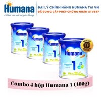 Combo 4 hộp sữa bột Humana Gold Plus 1 cho bé từ 0 - 6 tháng tuổi hộp 400g - Nhập khẩu chính hãng từ Đức