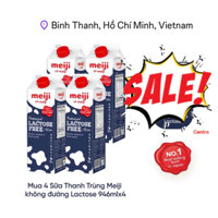 COMBO 4 Hộp - Sữa tươi thanh trùng Meiji FREELACTOSE 26.4
