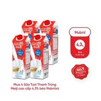 Combo 4 hộp Sữa tươi thanh trùng nguyên chất Meiji (4.3 Deluxe Milk) 946ml