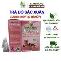 Combo 4 hộp trà đỏ sắc xuân Bảo Khang, trà astiso, gạo lứt, kỳ tử, táo đỏ, hoa hồng, giúp đẹp da TN