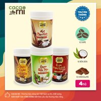 Combo 4 hũ thức uống socola mix vị cafe, sữa dừa, chocolate, nguyên chất thơm ngon CACAOMI