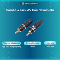 Combo 4 Jack AV Nakamichi Đực (Dương) Đồng OFC, Mạ Vàng - Đầu AV Đực, Jack RCA/Jack Hoa Sen BH 1-1