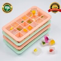 Combo 4 Khay silicon làm đá 18 ngăn Q SILI-KIT, kích thước 21x11.5cm, dẻo dai, dễ dàng làm đá và lấy đá