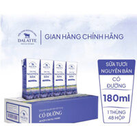 Combo 4 Lốc (16 hộp) - DALATTE 180ml SỮA TƯƠI NGUYÊN BẢN tiệt trùng - Có đường - Giữ trọn nguyên bản, trao trọn tốt lành