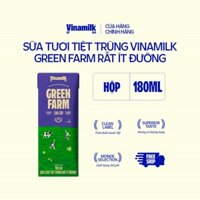 Combo 4 lốc (16 hộp) Sữa tươi tiệt trùng Rất ít đường Vinamilk Green Farm - hộp 180ml