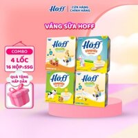 Combo 4 lốc váng sữa Hoff mix vị trái cây cho bé ăn dặm từ 6 tháng  (4 lốc – 16 hộp/55g)
