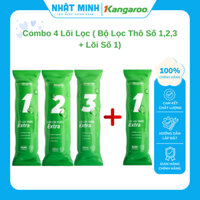 Combo 4 Lõi Lọc ( Bộ Lọc Thô Số 1,2,3 + Lõi Số 1) Loại Bỏ Cặn Bẩn, Mùi Hôi, Clo