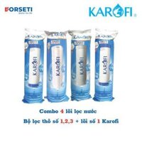 Combo 4 lõi lọc thô Bộ lọc thô số 1,2,3  lõi số 1 cho máy lọ nước RO Karofi - Hàng Chính Hãng