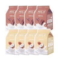 Combo 4 Mặt Nạ Làm mềm mịn da Da A'PIEU CHOCOLATE MILK ONE-PACK (tặng 4 Mặt Nạ Dưỡng Ẩm A'PIEU COCONUT MILK ONE-PACK)