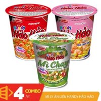 Combo 4 mì ly Handy Hảo Hảo Tôm Chua Cay Tomyum mì Chay Aceccook 67gr
