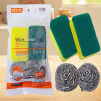 COMBO 4 MIẾNG CHÀ XOONG NỒI VÀ BÙI NHÙI RỬA CHÉN TIỆN LỢI