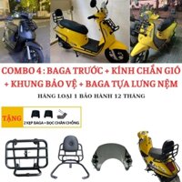 combo 4 món baga EVO200 tựa lưng có đệm  gồm: Baga trước + Baga tựa lưng có đệm + Khung bảo vệ+ Kính chắn gió