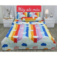 Combo 4 món chăn ga gối -chăn hè trần bông cotton poly trắng-kích thước 1m4 X2M-chuyengagoigiaxuong