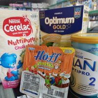 Combo 4 món cho bé yêu ( Sữa Nan Optipro số 2, Bột ăn dặm Yến mạch cá hồi, bánh sao biển, váng sữa hoff)