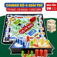 Combo 4 Món Cờ Tỷ Phú Monopoly Cao Cấp, Cờ Cá Ngựa Kèm 2 Xúc Xắc Uống Bia Bàn Nhậu Board Game Giải Trí Cho Gia Đình