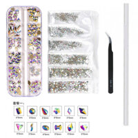 Combo 4 món đá khối nail, nhíp gấp đá, bút chấm đá trang trí nail 1029
