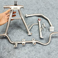 Combo 4 Món Dàn Chân Inox304 Hàng Cao Cấp Đầy Đủ Phụ Kiện (Chống Đứng, Nghiêng, Gác Máy, Đạp Thắng)