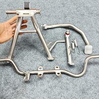 Combo 4 Món Dàn Chân Inox304 Hàng Cao Cấp Đầy Đủ Phụ Kiện (Chống Đứng, Nghiêng, Gác Máy, Đạp Thắng)1