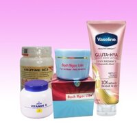 COMBO 4 MÓN (hàng chuẩn auth) Trắng cấp tốc Kem body Bạch Ngọc Liên + Vaseline x10 + Abutine + Dưỡng vitamin E