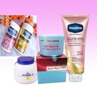 Combo 4 món làm trắng cấp tốc Kem body bạch ngọc liên + Vaseline x10 + kích trắng + dưỡng vitamin E
