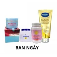 COMBO 4 MÓN Siêu dưỡng trắng Kem body bạch ngọc liên + vaseline x10 +abutine + vitamin e
